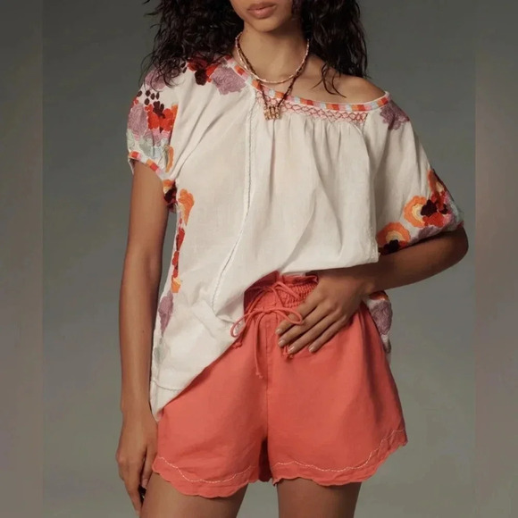 NWT By Anthropologie Linen Double Waistband Shorts - Picture 1 of 7